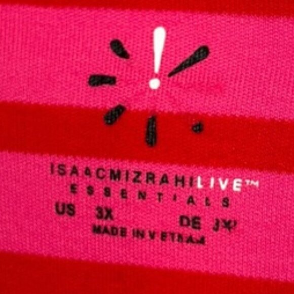 Isaac Mizrahi red pink French Breton Stripe cotton turtleneck top 3X - Picture 2 of 3